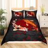 Koi-Fisch Bettwäsche-Set Asiatisch Orientalisch Floral Print Bettbezug-Set mit Kissenbezügen für Schlafzimmer-Dekor Erwachsene Twin Full Queen King