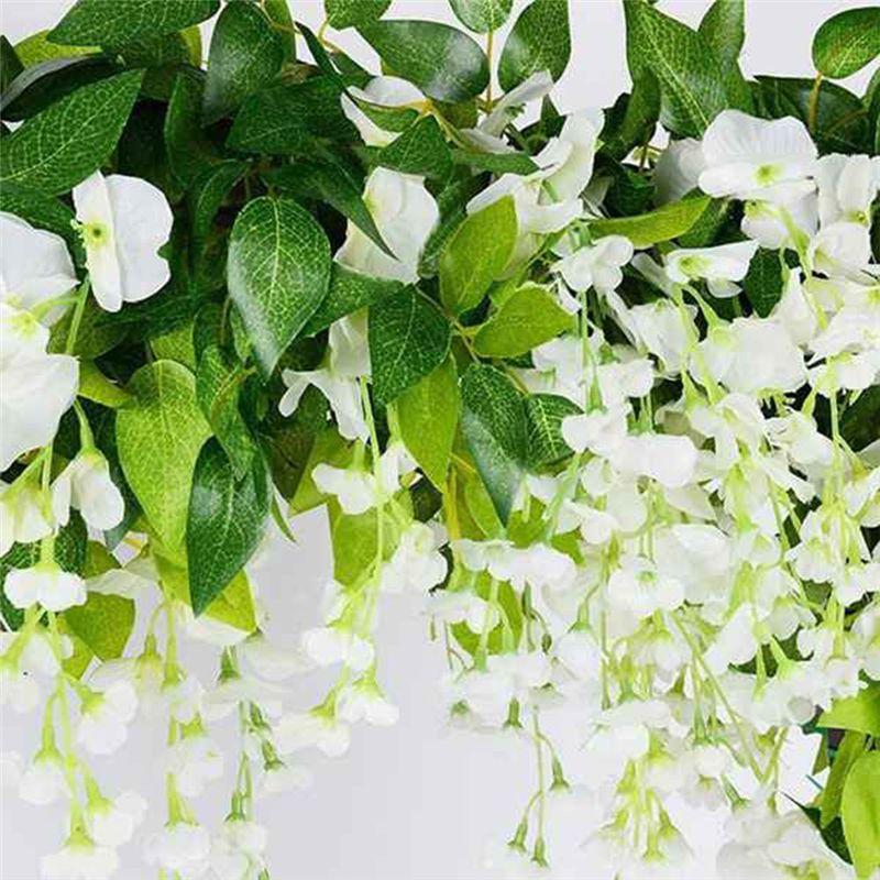 Good-5Pcs 6.23Ft/Piece Wisteria Vine Artificial Hanging Flowers Garland Wisteria Hanging Flower For Wedding Arch Floral Decor