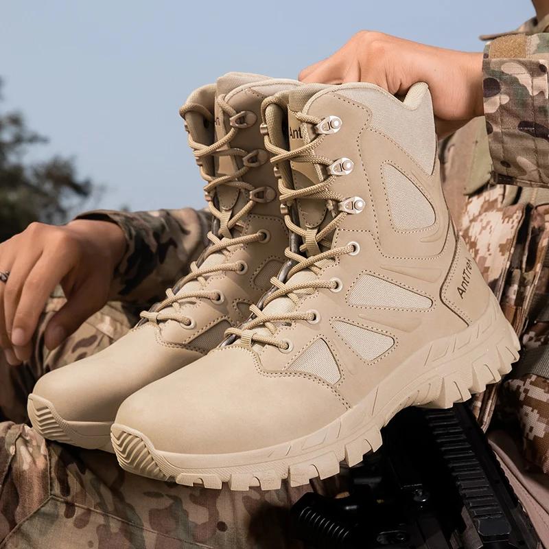 New Winter Male Waterproof Motorcycle Shoe Combat Ankle Anti-Slip Work Safety Shoes Men Tactical Boots Special Force Army Boots