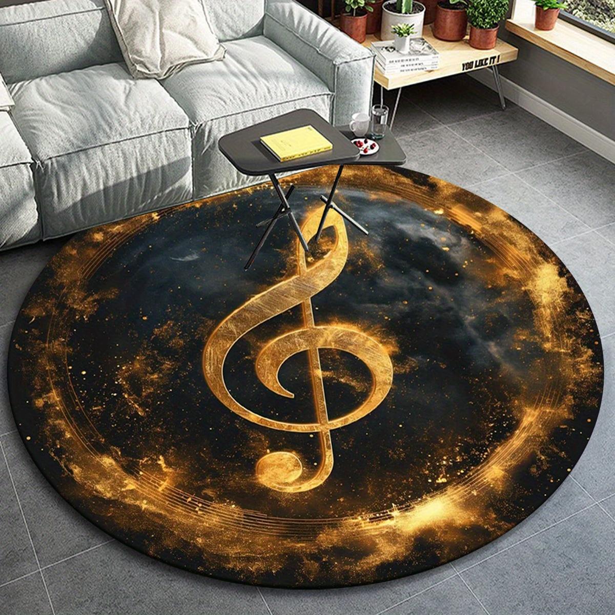 

1pc Golden Music Symbols Pattern Round Floor Mat, Non-slip for Living Room Bedroom Chair Carpets Home Decor Gifts, Home Decor Room Decor Out 80cm by 80cm