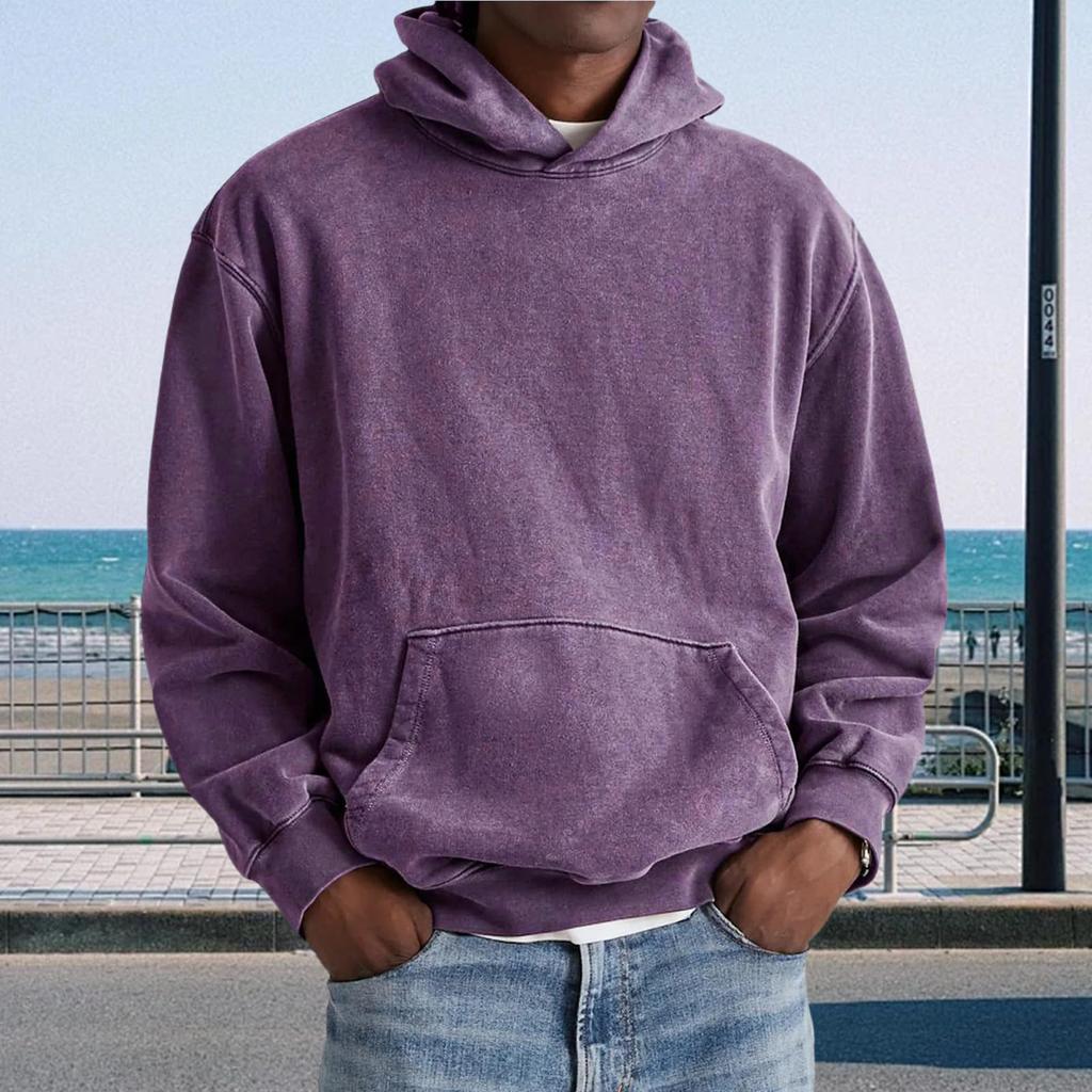 Men Hooded Pullover With Pocket Long Sleeve Fleece Sweatshirt Workout Tops Fall Fashion Hoodie