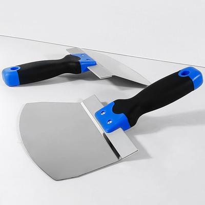 Stainless Steel Curved Scoop Putty Scraper Heavy Duty Rust Proof Wall Finishing Tool with Soft Grip for Paint Mortar