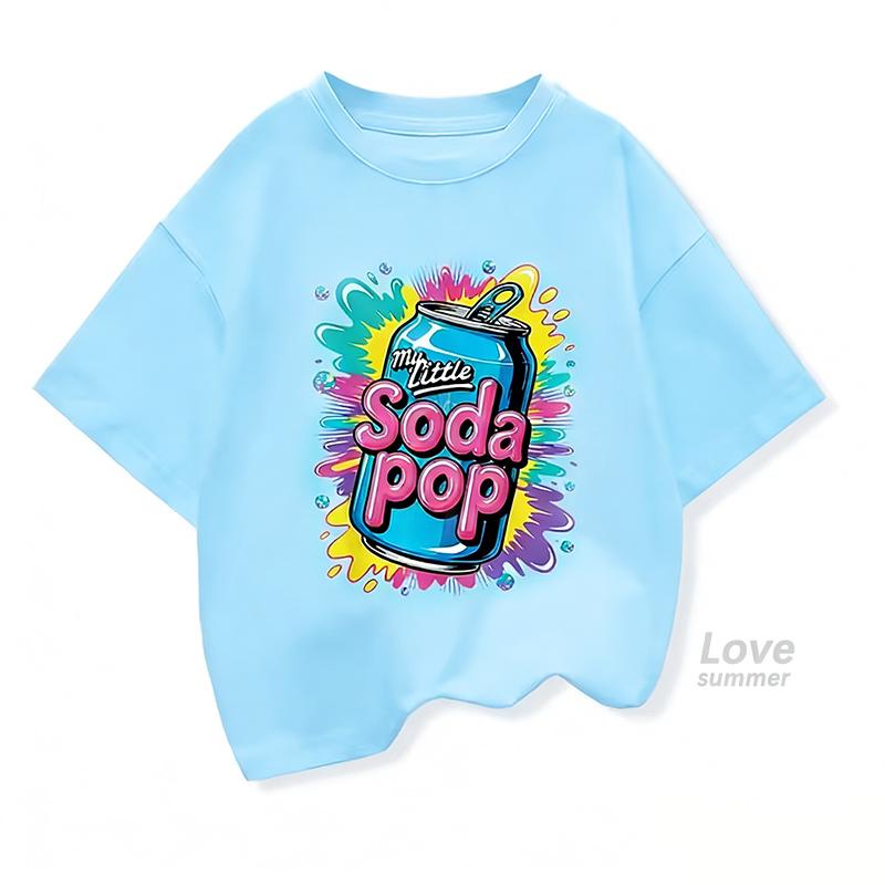 Summer Kids Short-Sleeve T Shirts My Little Soda Pop Children's Loose Tees Boys Girls Casual Tee Tops 4to14Yrs