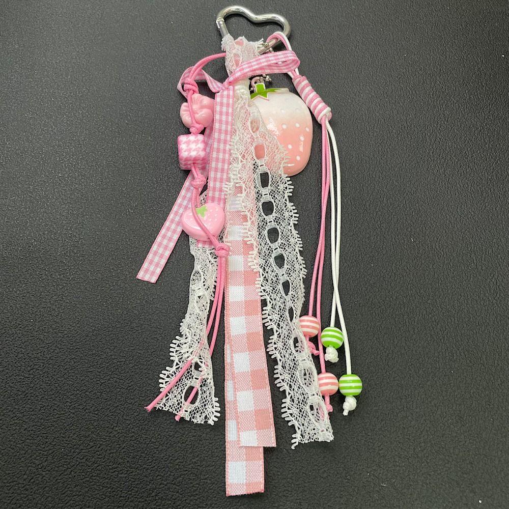 Bag Decoration Strawberry Bag Charms Girl Heart Girl Sweet  Key Chain  Birthday Kids Gift
