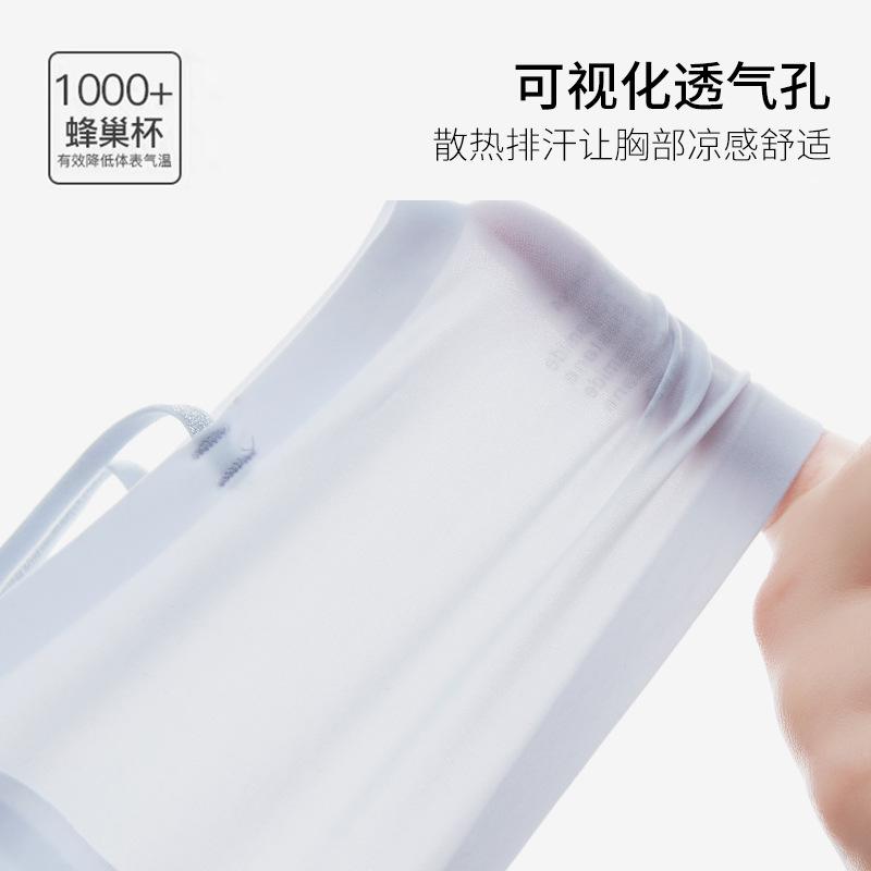 Summer ultra-thin cool underwear camellia fragrance breathable and comfortable thin shoulder straps ice silk seamless bra herbal