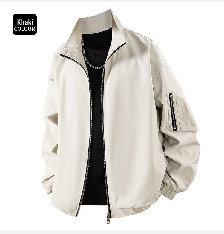 Men's Solid Color Baseball Bomber Jacket - Youth Spring/Autumn Casual Fashion Outerwear