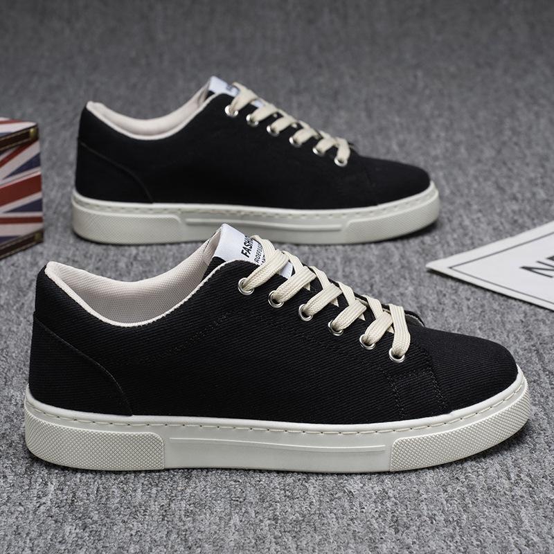 

Новая модная повседневная мужская обувь, низкие парусиновые туфли, студенческие универсальные трендовые кеды для мужчин 44 чёрный