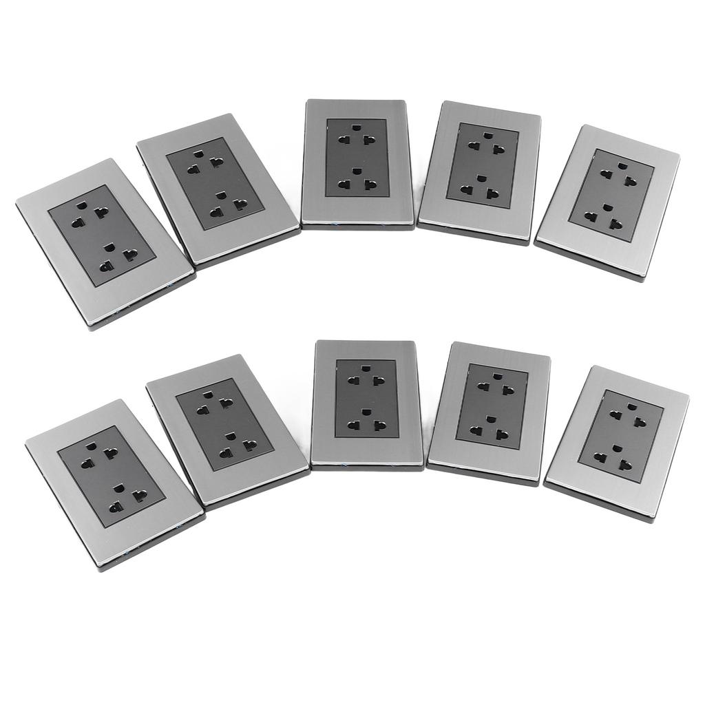 10 pz Presa Elettrica da Muro Presa Elettrica da Parete Ignifuga in Acciaio Inossidabile Prese da Parete Prese