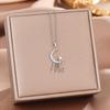 Women's Silver Titanium Steel Necklace with Micro-Inlaid Zircon - Elegant, Durable Clavicle Chain Jewelry