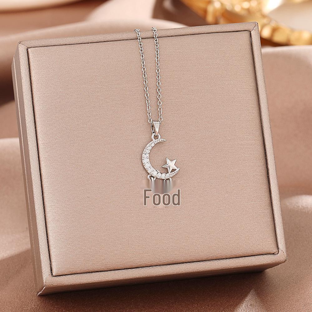 Women's Silver Titanium Steel Necklace with Micro-Inlaid Zircon - Elegant, Durable Clavicle Chain Jewelry