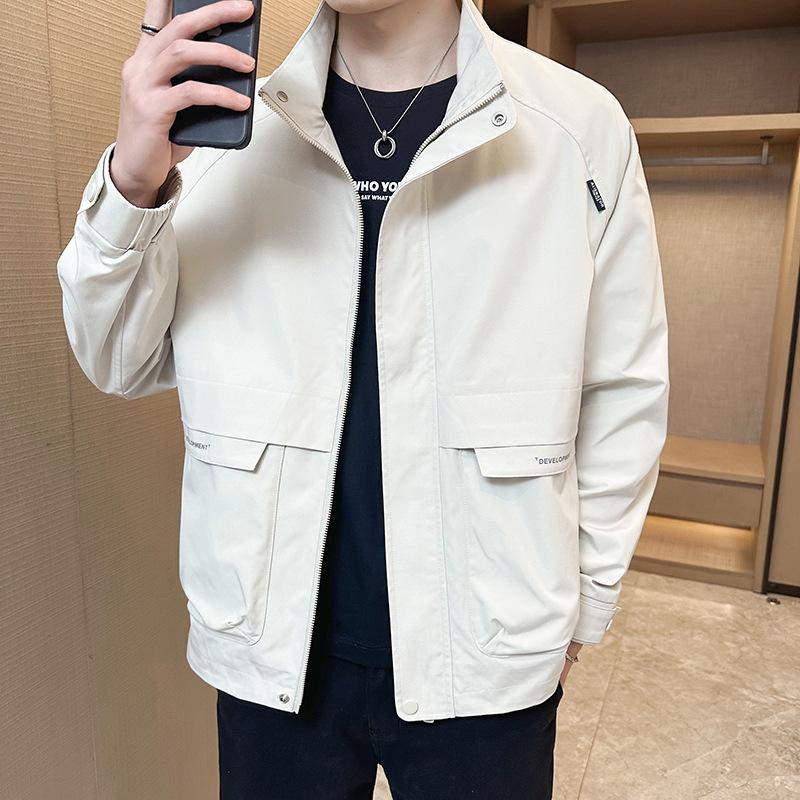 Direktverkauf ab Werk Originalqualität Vielseitige Herren-Freizeitjacke Dünn Einfach Stehkragenjacke Trendige Marke Kontrastfarbe Koreanische Version