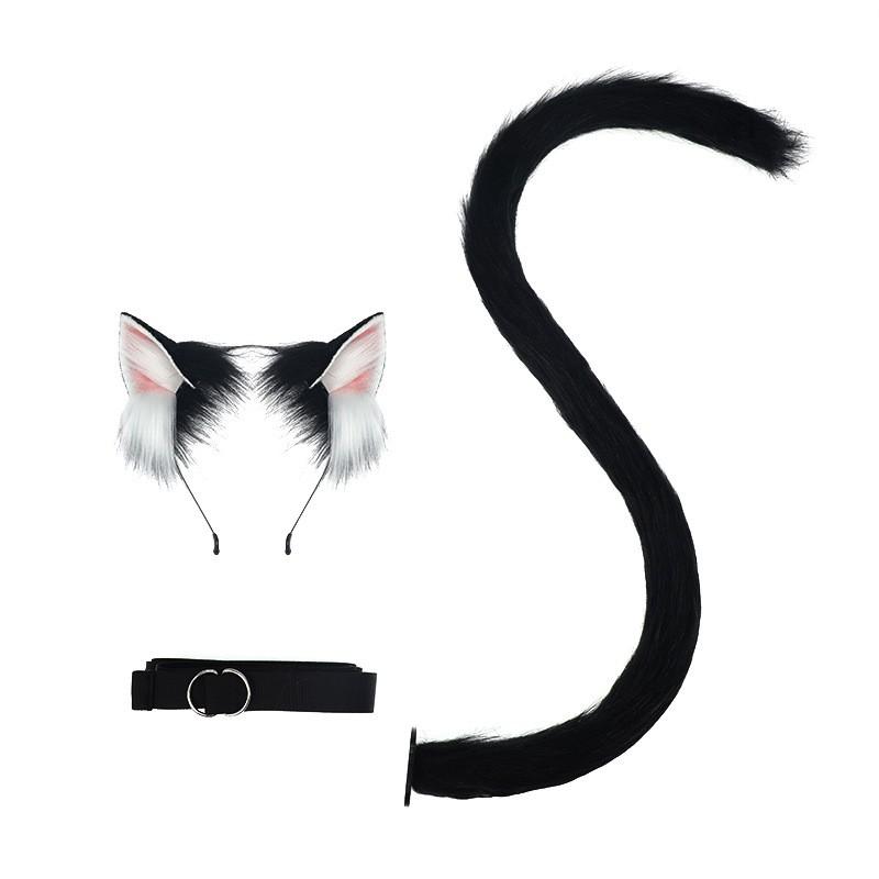 Cosplay Cat Ears Headband With Tail Set Adult Anime Convention Accessory