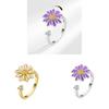 European Style Adjustable Flower Ring With Enamel Finish For Fashion Womens Accessories
