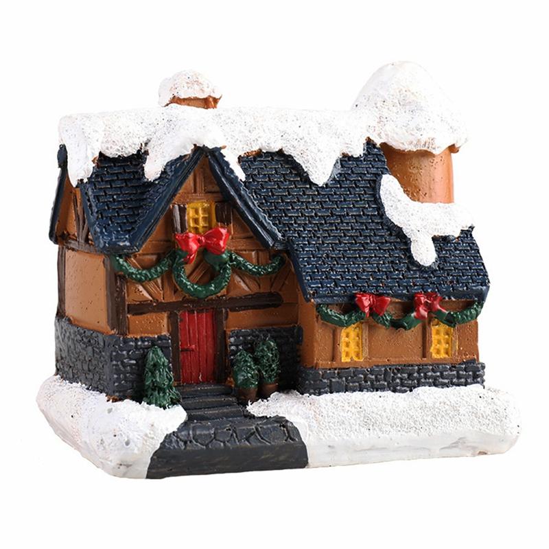 Brightness LED Light Up Mini Village House Scene Christmas Decorresin Christmas House Xmas Ornament