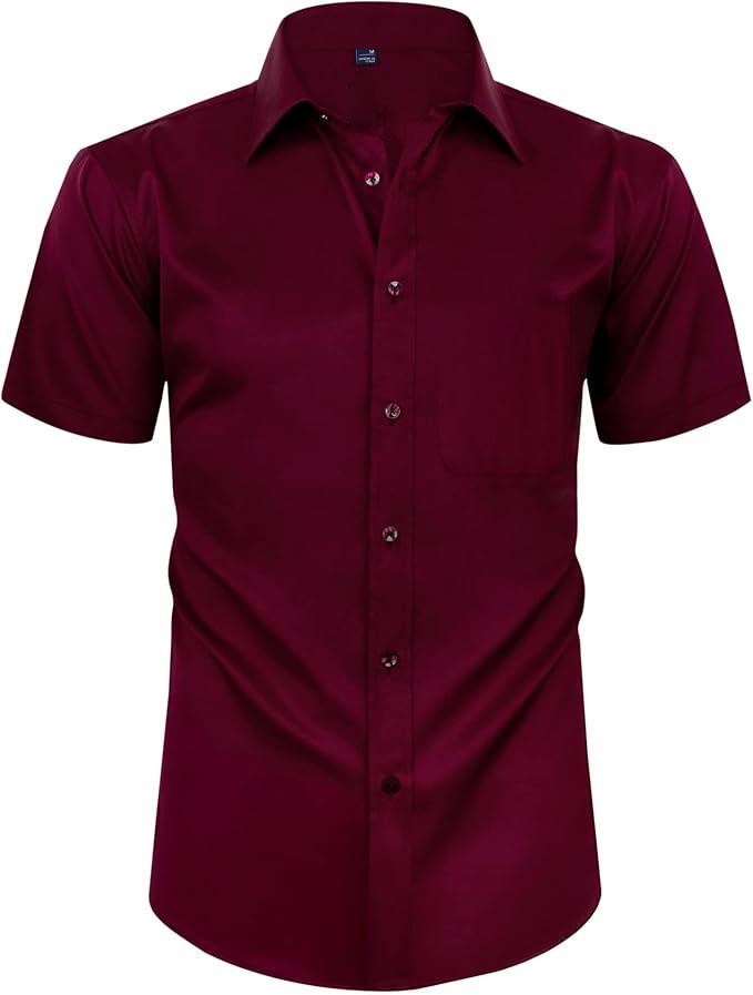 Four-sided Stretch Dress Shirt Men's Slim-fitting Long-sleeved Solid Color Simple Men's Shirt Business Casual Men's Clothing