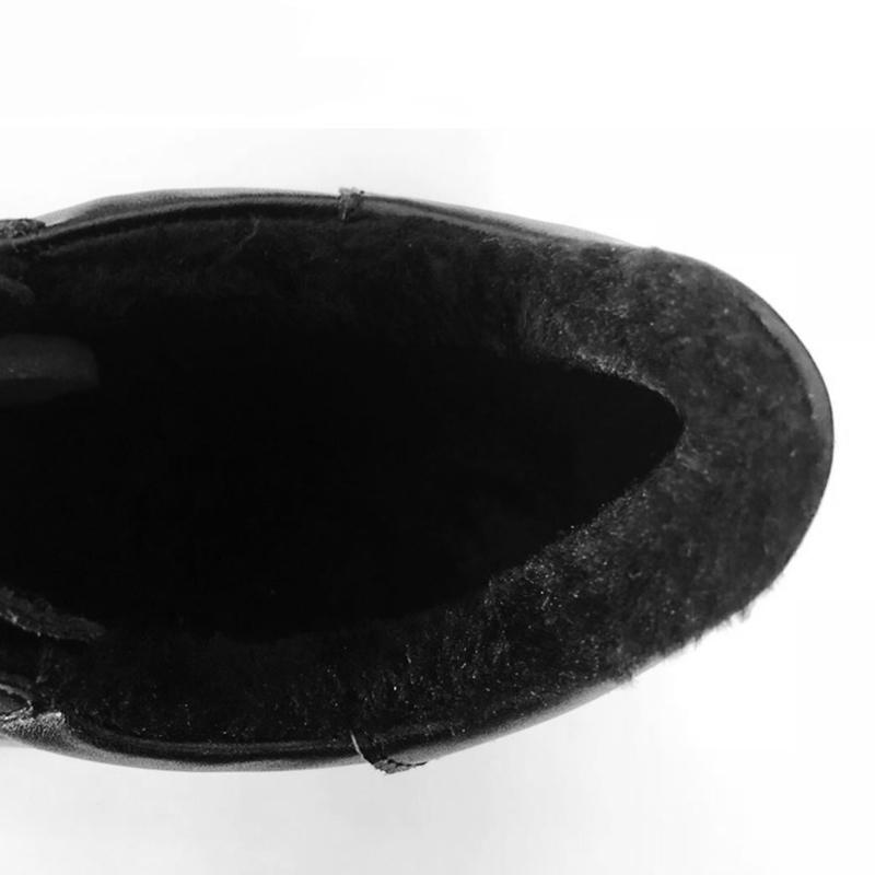 2025 Winterschuhe Damen Mode Stiefel Echtes Leder Höhenerhöhend 10cm Damen Stiefeletten Plateau Warm Plüsch Schwarz Weiß