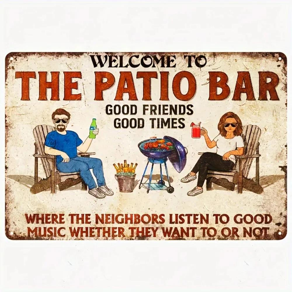 RETROPATIOARTZ Retro Iron Patio Bar Sign - Versatile Home Garden Decor, Ideal Gift for Retro Aesthetic Lovers
