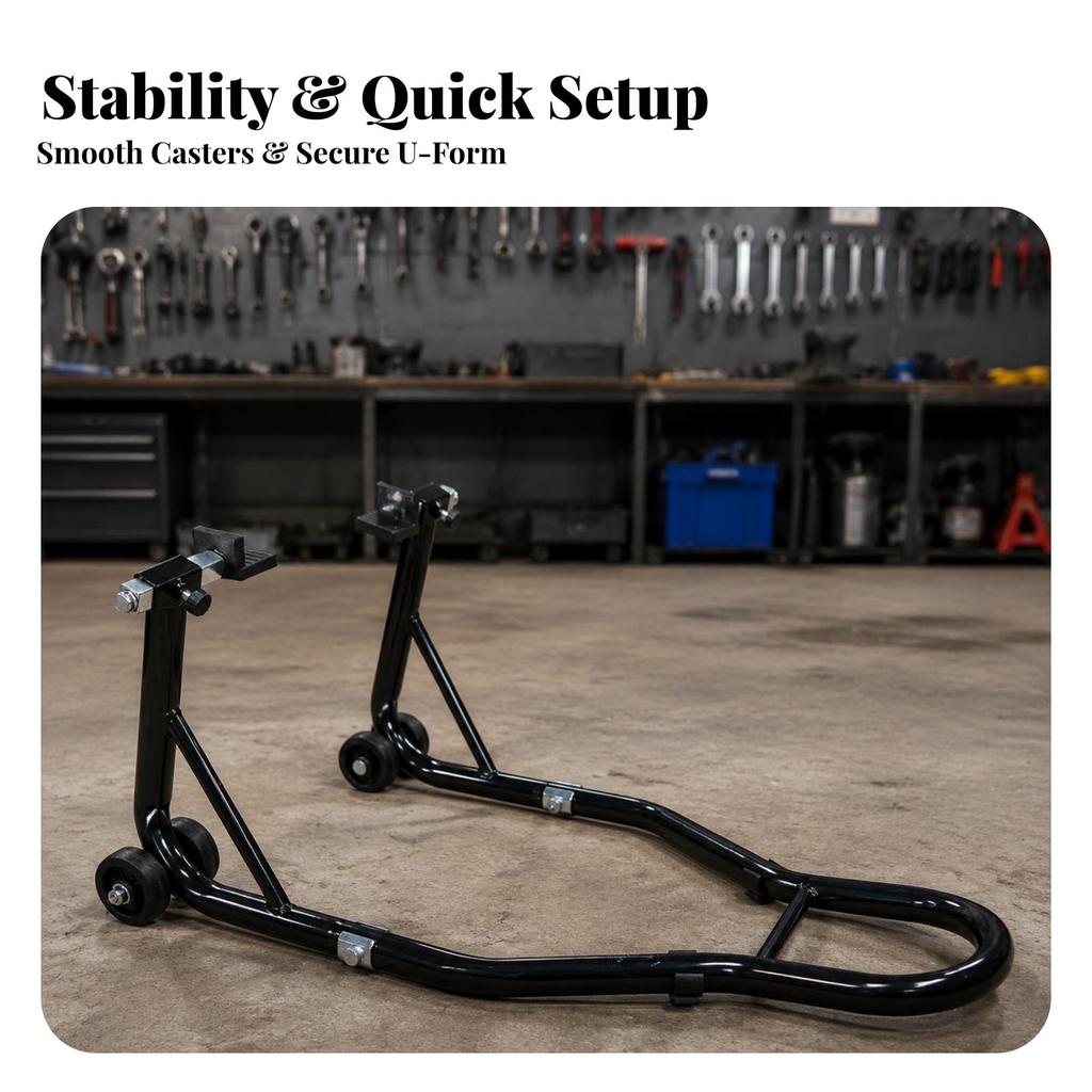 Resistant Rear Stand | Heavy-Duty Iron Tubing, Motorcycle Paddock Stand, Stable