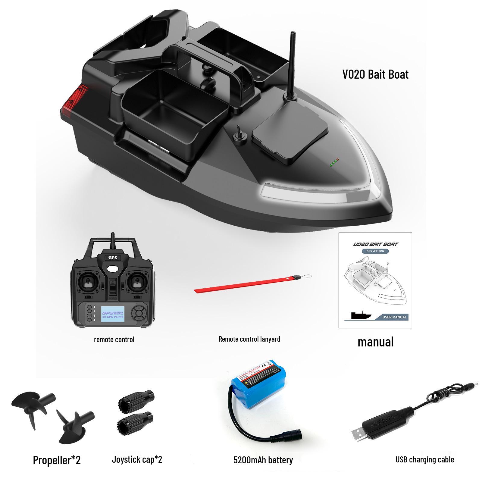 

GPS Fishing Bait Boat with 40-Point Positioning, Remote Control, 500m Range, Multi-Compartment and Hook Trolling.