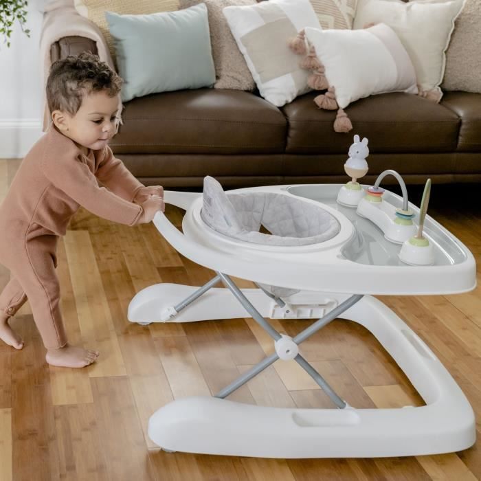 INGENUITY Trotteur bébé Step & Sprout - 3 en 1 - 51 x 66 x 74 cm - Blanc et Gris - Dès 6 mois