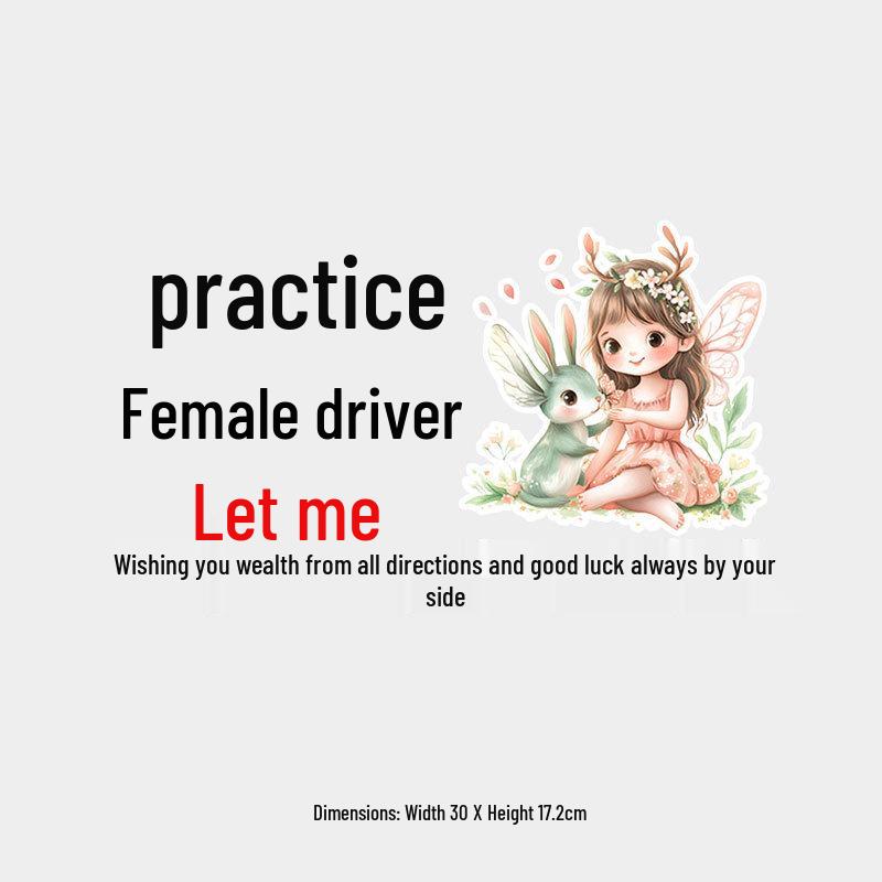 Prosperity Wishes Creative Warning Sticker: New Female Driver Car Rear Window Decoration