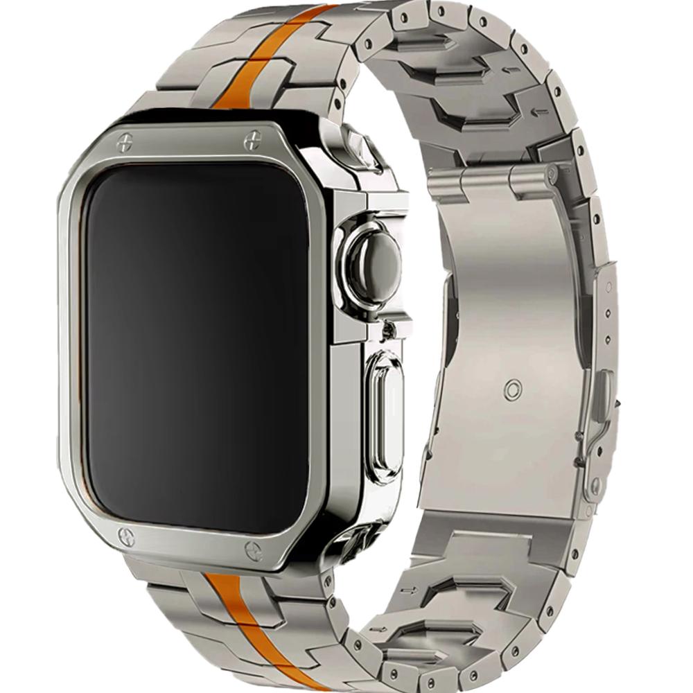 TPU Case+Strap for Apple Watch Band 46mm 42mm Titanium Wrist Bracelet Screen Protectors IWatch 10 9 7 8 45mm 41mm 44mm 40mm 49mm