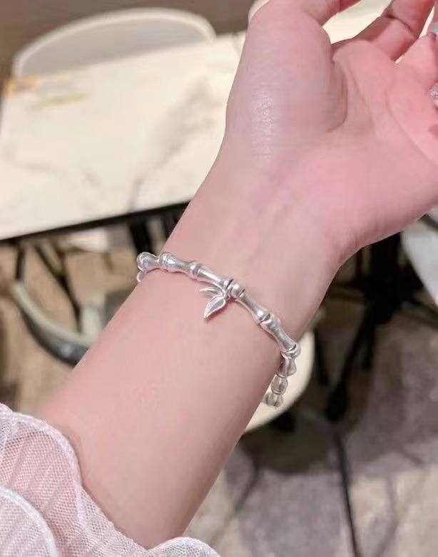 999 Sterling Silver Bamboo Joint Bracelet - Essential Niche Design for Little Fairies