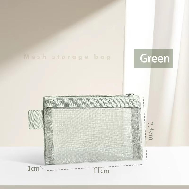 1PC Portable Mini Zipper Mesh Storage Bag New Coin Purse Small Square Mesh Coin Purse Travel Storage Carry Pouch with Zippered