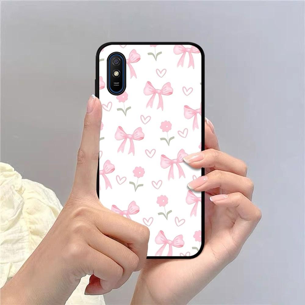 Cute Pink Bowknot Phone Case For Redmi Note 4 X 5 A 6 7 8 T 9 9S 10 11 11S 11Epro Poco M3 Pro