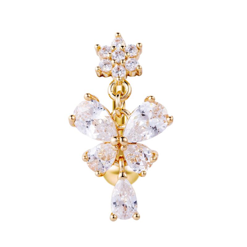 Sparkling Zircon Belly Button Rings Butterfly Heart Navel Piercing Ring For Women Body Jewelry Accessories