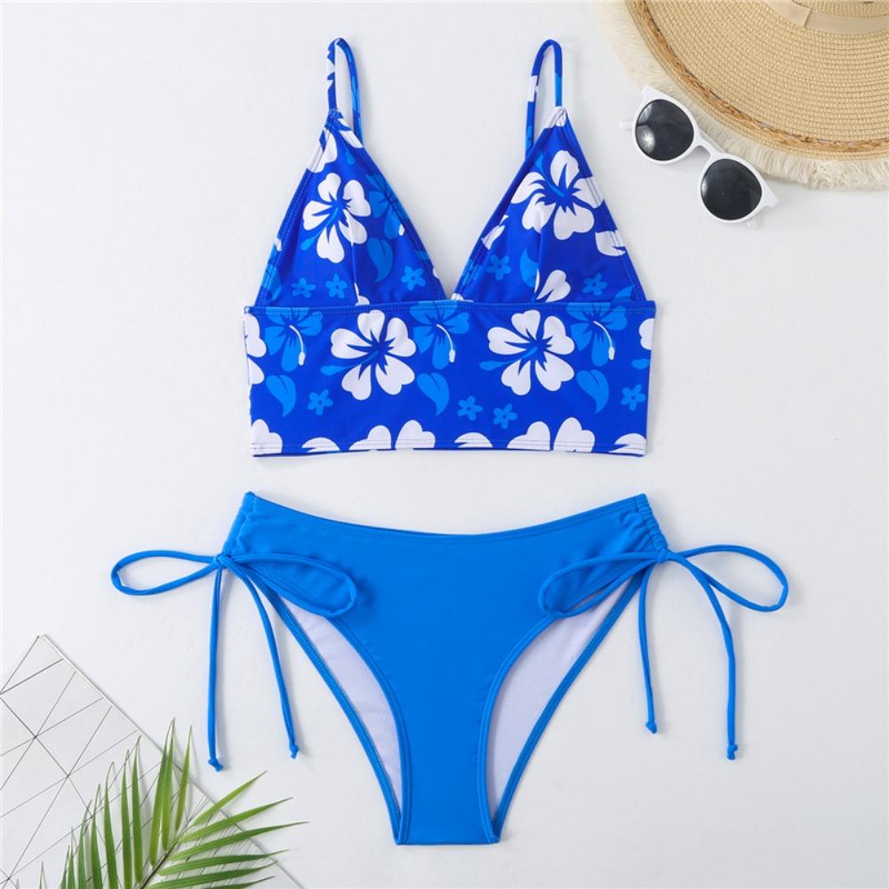 

Європейські та американські нові цифрові друковані жилетки типу Tether труси Split Bikini Women Swimsuit L синій