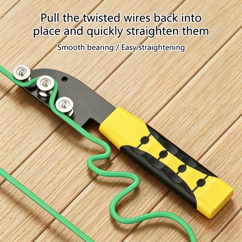 Handheld Wire Guide Roller Tool 200mm Steel Wire Straightening Tool with Contoured Grip for Wiring Installation, Cable Pulling and Line Organization