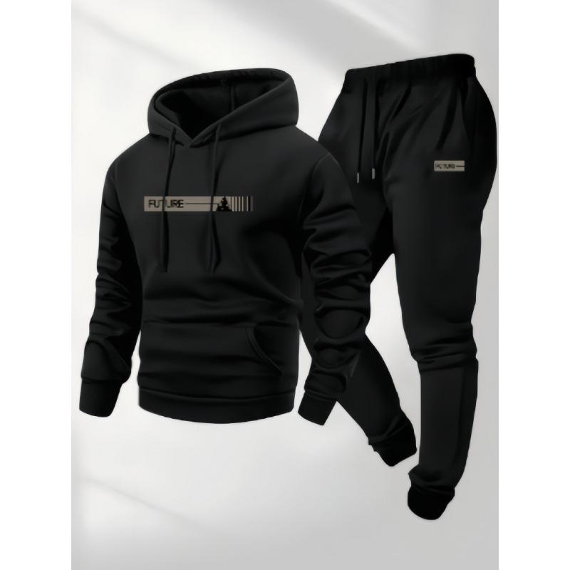 Popular Casual Fashionable Men's Women's Hoodie Set With Printed Drawstring Sports