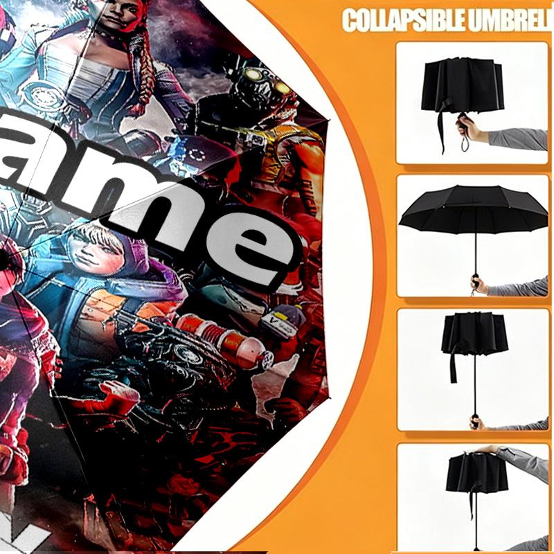 Custom Name Personalized Apex Legends Print Umbrella, Auto Open Close, 8‑Rib Sturdy Frame, Commute Camping Hiking Use, Birthday Gift