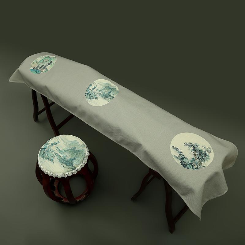 163-165cm Chinese Ancient Style Elegant Guzheng Cover Dust Cover Edge Classical Literary Piano Organ Keyboard Furniture Cover