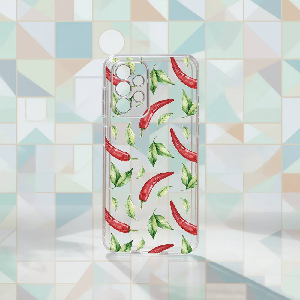 Chili Red Phone Case For Samsung S25,S24,S21,S22,S23,S30,Ultra,S20,Plus,Fe Transparent Cover