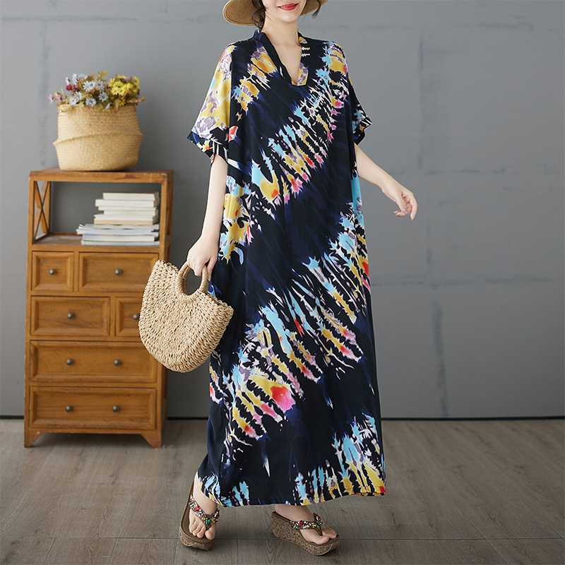 Hanging Short Sleeved Dress for Women, Mid To Long, Western-style Straight Tube Skirt