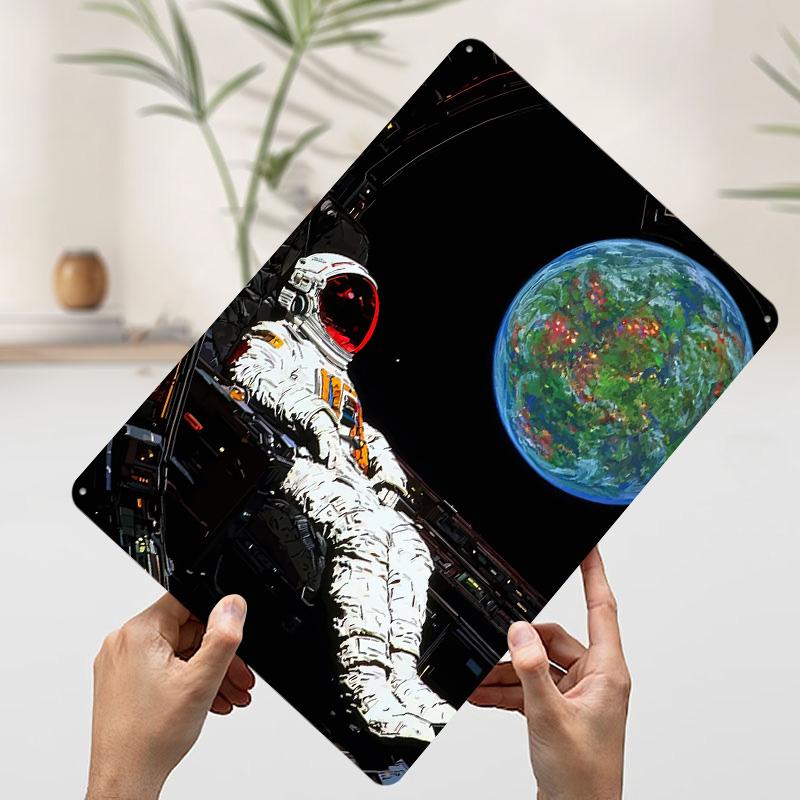 Astronaut Relaxing in Space Poster Customized Wall Art Vintage Metal Signs Retro Tin Plaque for Man Cave Living Room Decorations 7.9x11.8In(20x30cm)