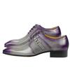 Fashion Summer Modern Men's Shoe Lace-Up Oxfords Business Office Fashion Footwear Metal Buckle Classic Gray Purple Dress Office Shoe