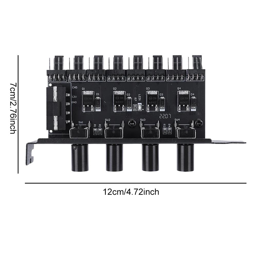 PC Chassis Fan Hub SATA/4 Pin Adapter 8 Channel CPU Cooling Fan HUB 4 Knob PC Case Cooling Fan Hub for CPU Chassis