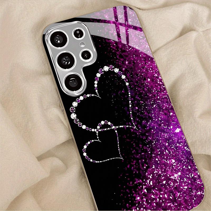 

позолоченный телефон, совместимый с Samsung Galaxy S26 S25 S24 S23 S22 Ultra Plus. изготовлено из закаленного стекла с декоративным узором в виде сердца Wood