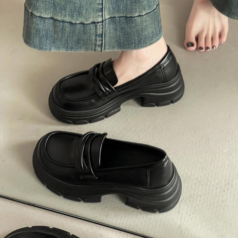 Fairy style loafers fashion versatile retro with skirt platform small leather shoes women 2025 new spring and autumn height increase French style
