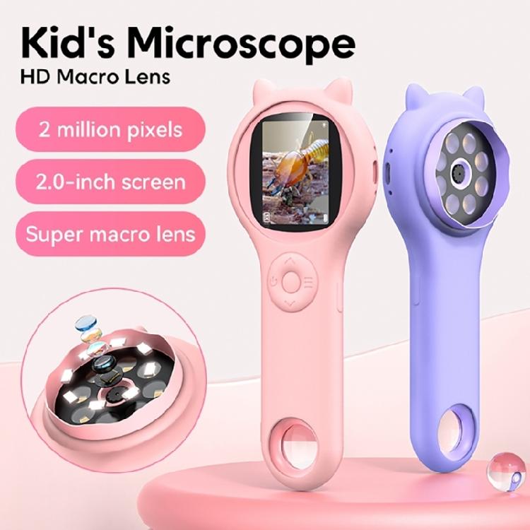 500x Magnification Microscope Handheld Magnifying Glass Support PC Educational Science Toys Pocket Microscopes for Kids
