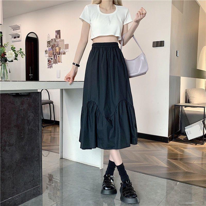 Half Length Skirt High Waist Pleated Summer A-line Large Skirt Skirt Korean Fashion Skirts Clothes for Women