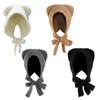 Cartoon Bear Ear Hat for Adult Women InsStyle Soft Ear Flap Beanie Cap Outdoor Sports Hooded Hat Breathable Bonnet Hat