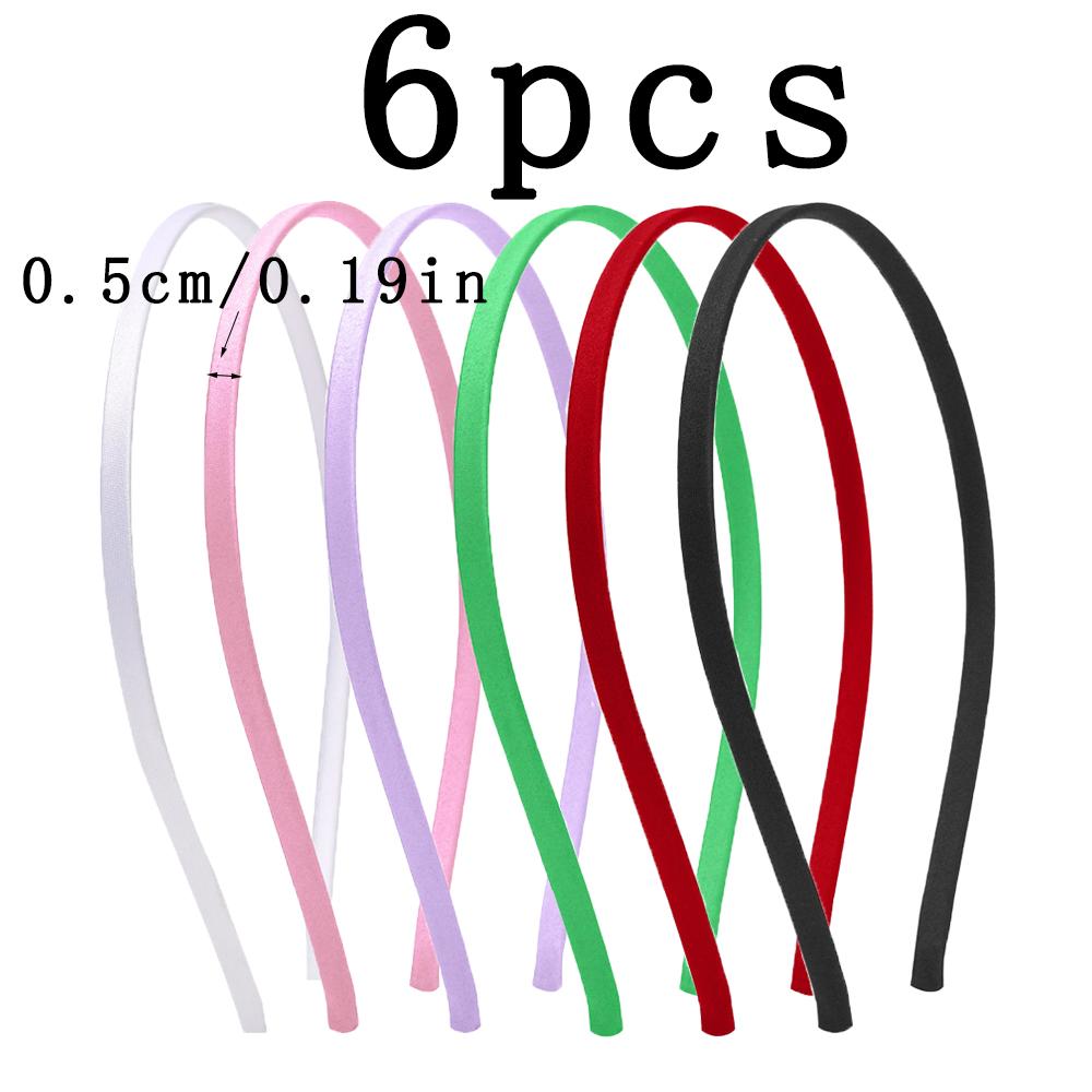 

6pcs Black Satin Headbands DIY Satin Covered Headbands White Craft Hair Headband for Girls Thin Plain Headbands 0.5cm\1cm\1.5cm