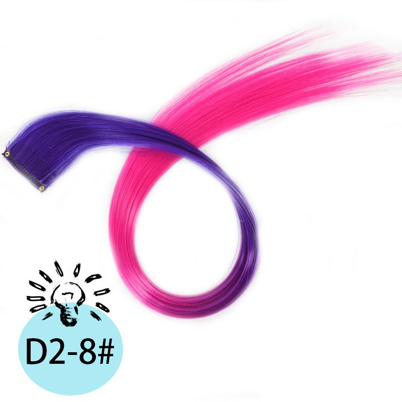 One Card Gradient Hanging Ear Dye Three Color Hair Extension Wig BB Clip Colored Wig Women's Synthetic Wig Halloween Music Festival Party Use