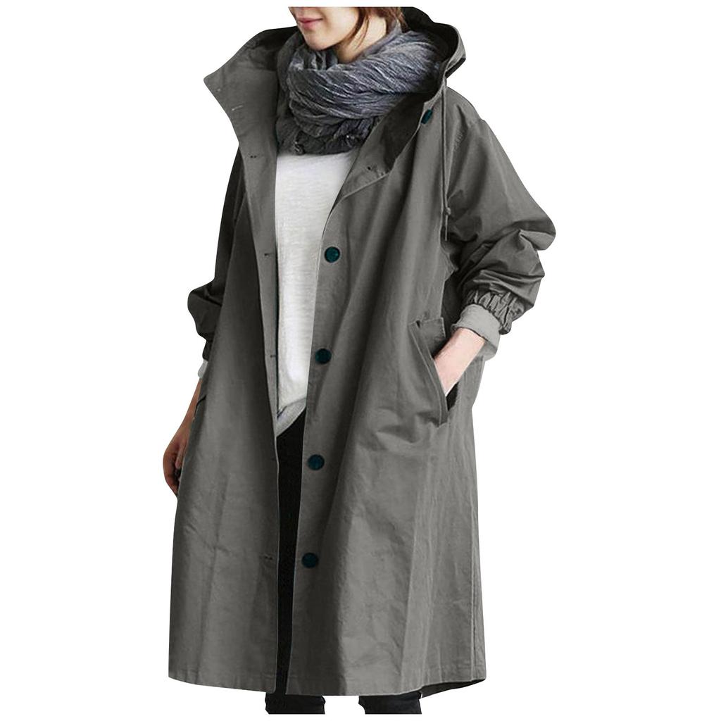 Women's Autumn And Winter Casual Temperament Solid Color Trench Coat In The Long Jacket