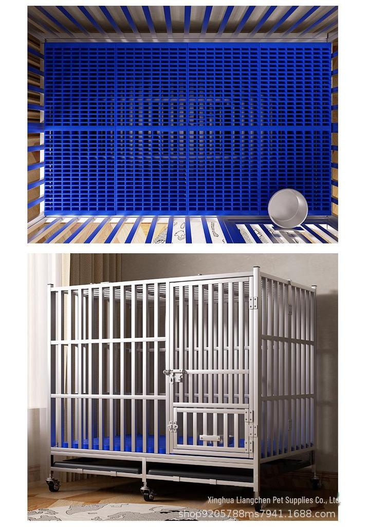 Large Stainless Steel Folding Dog Cage for Samoyed, Labrador, and Medium Dogs