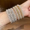 European-American Inlaid Diamond Pearl Open Bangle - Exaggerated Niche Design, Light Luxury High-End Bracelet